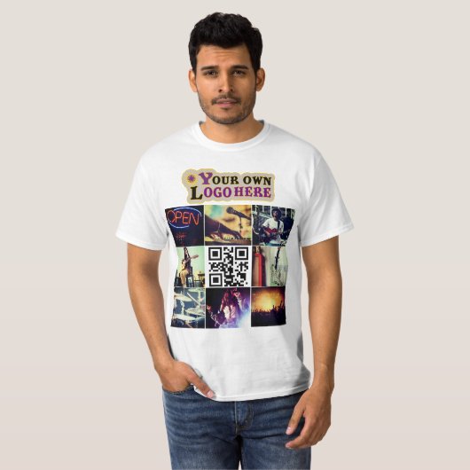 Aangepaste foto-collage Qr-code en logo T-shirt (Voorkant volledig)