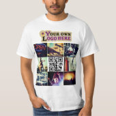 Aangepaste foto-collage Qr-code en logo T-shirt (Voorkant)