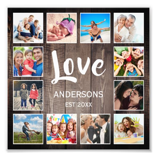 Aangepaste foto Collage Rustic Farmhouse Love Fami Afdruk (Voorkant)