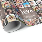 Aangepaste foto Collage Rustic Farmhouse Love Fami Cadeaupapier (Rol Hoek)