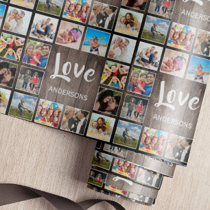 Aangepaste foto Collage Rustic Farmhouse Love Fami Cadeaupapier