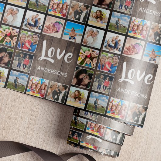 Aangepaste foto Collage Rustic Farmhouse Love Fami Cadeaupapier