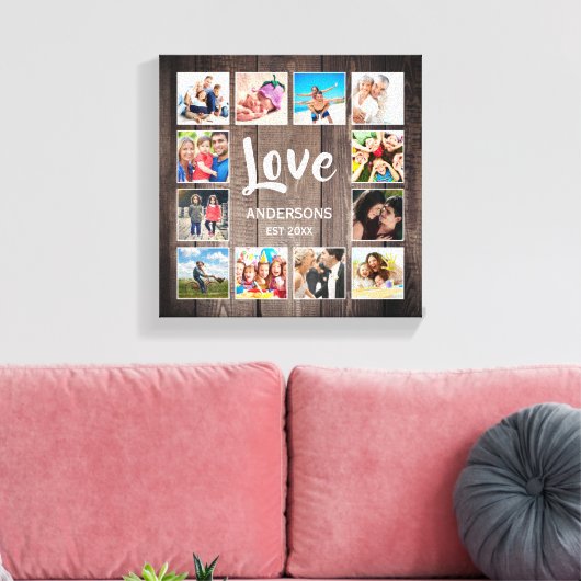 Aangepaste foto Collage Rustic Farmhouse Love Fami Canvas Afdruk (Insitu (Woonkamer))