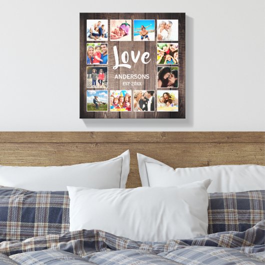 Aangepaste foto Collage Rustic Farmhouse Love Fami Canvas Afdruk (Insitu (Slaapkamer))