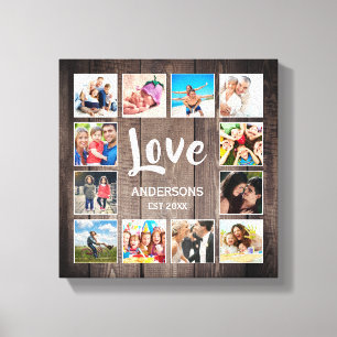 Aangepaste foto Collage Rustic Farmhouse Love Fami Canvas Afdruk