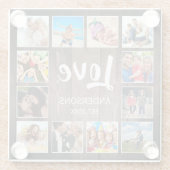 Aangepaste foto Collage Rustic Farmhouse Love Fami Glazen Onderzetter (Achterkant)