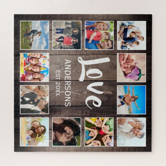 Aangepaste foto Collage Rustic Farmhouse Love Fami Legpuzzel (Horizontaal)