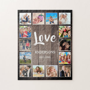 Aangepaste foto Collage Rustic Farmhouse Love Fami Legpuzzel
