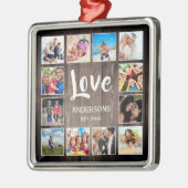 Aangepaste foto Collage Rustic Farmhouse Love Fami Metalen Ornament (Links)