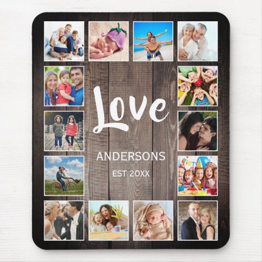 Aangepaste foto Collage Rustic Farmhouse Love Fami Muismat (Voorkant)