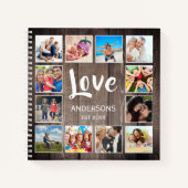 Aangepaste foto Collage Rustic Farmhouse Love Fami Notitieboek (Voorkant)