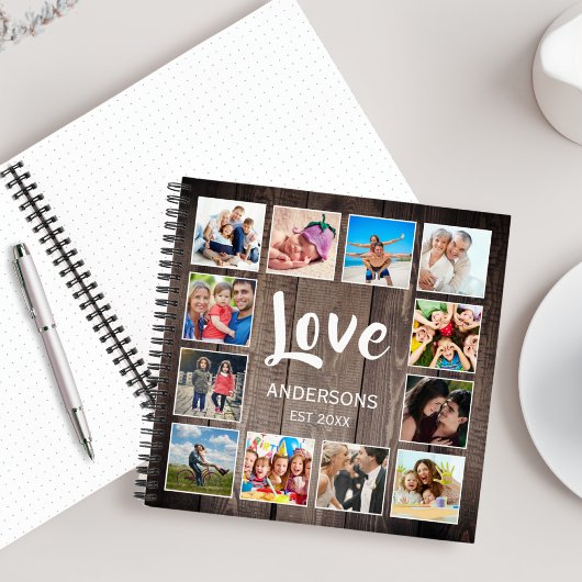 Aangepaste foto Collage Rustic Farmhouse Love Fami Notitieboek