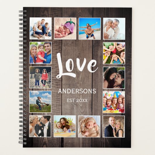 Aangepaste foto Collage Rustic Farmhouse Love Fami Planner (Voorkant)