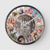 Aangepaste foto Collage Rustic Farmhouse Love Fami Ronde Klok (Voorkant)