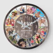 Aangepaste foto Collage Rustic Farmhouse Love Fami Ronde Klok (Voorkant)