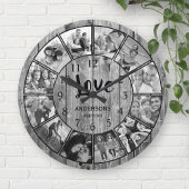 Aangepaste foto Collage Rustic Farmhouse Love Fami Ronde Klok