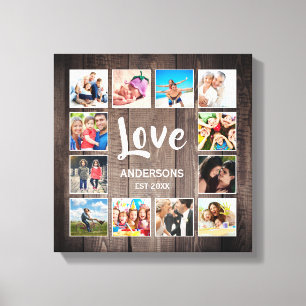Aangepaste foto collage rustieke boerderij liefde canvas afdruk
