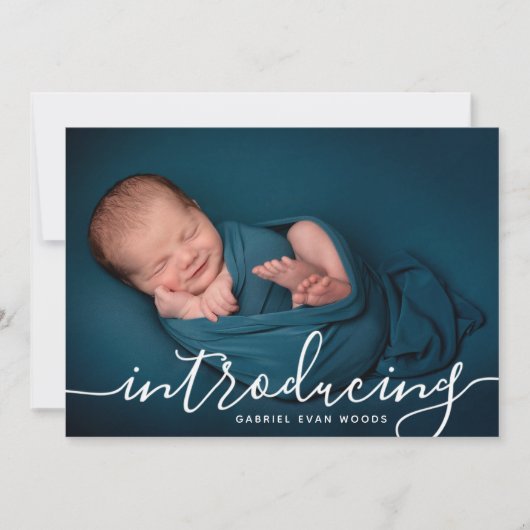 Aangepaste foto collage script overlay baby geboor aankondiging (Voorkant)