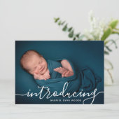 Aangepaste foto collage script overlay baby geboor aankondiging (Staand voorkant)