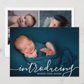 Aangepaste foto collage script overlay baby geboor aankondiging (Voorkant / Achterkant)