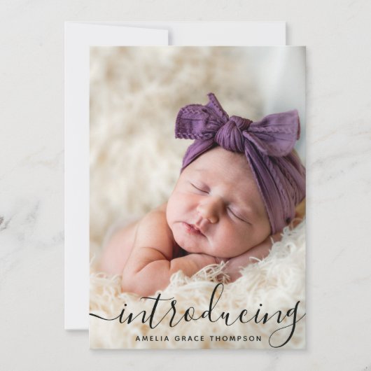 Aangepaste foto collage script overlay baby geboor aankondiging (Voorkant)