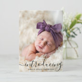Aangepaste foto collage script overlay baby geboor aankondiging (Staand voorkant)