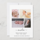 Aangepaste foto collage script overlay baby geboor aankondiging (Achterkant)