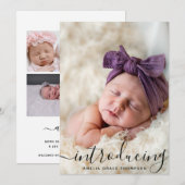 Aangepaste foto collage script overlay baby geboor aankondiging (Voorkant / Achterkant)