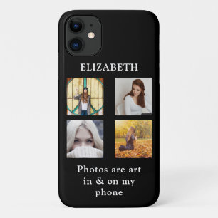 Aangepaste foto collage Sjabloon met tekst zwart Case-Mate iPhone Case