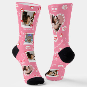 Aangepaste foto-collage sokken met kat en naam