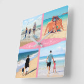Aangepaste foto Collage Text Family Love Persoonli Vierkante Klok (Hoek)