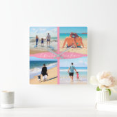 Aangepaste foto Collage Text Family Love Persoonli Vierkante Klok (Huis)