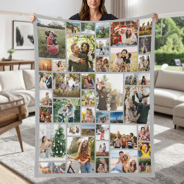 Aangepaste foto collage van 42 foto's fleece deken