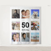 Aangepaste foto-collage van Birthday party, wit Wandkleed (Voorkant)