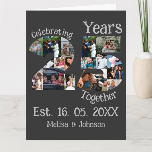 Aangepaste foto-collage voor 25e trouwdag kaart (Voorkant)