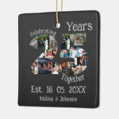 Aangepaste foto-collage voor 25e trouwdag keramisch ornament (Links)