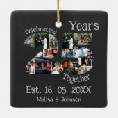 Aangepaste foto-collage voor 25e trouwdag keramisch ornament (Achterkant)