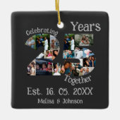 Aangepaste foto-collage voor 25e trouwdag keramisch ornament (Voorkant)
