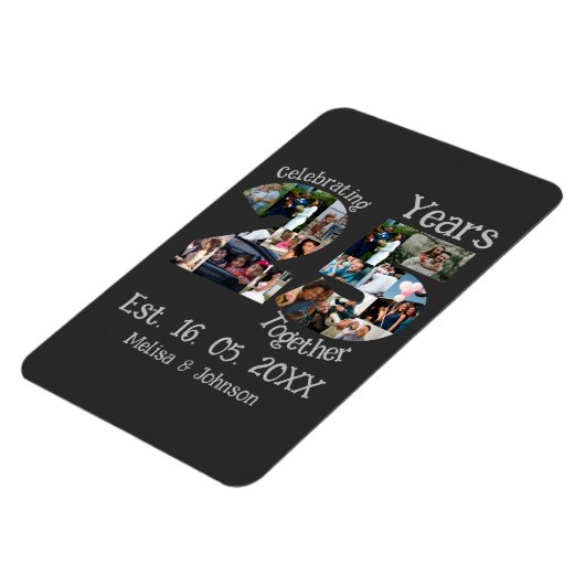 Aangepaste foto-collage voor 25e trouwdag magneet (Linkerzijde)