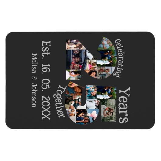 Aangepaste foto-collage voor 25e trouwdag magneet (Horizontaal)