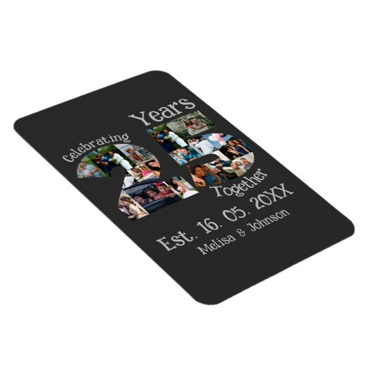 Aangepaste foto-collage voor 25e trouwdag magneet (Rechterzijde)