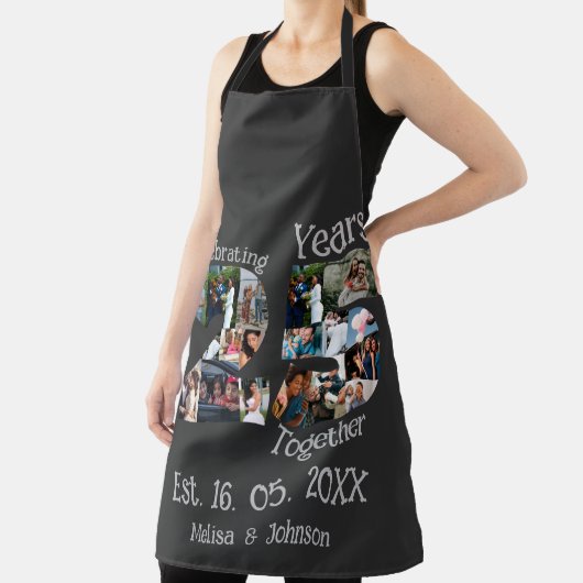 Aangepaste foto-collage voor 25e trouwdag schort (Insitu)