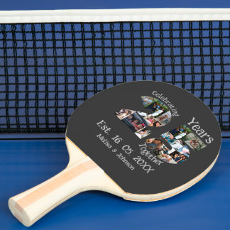 Aangepaste foto-collage voor 25e trouwdag tafeltennisbatje