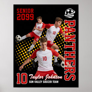 Aangepaste foto-collage voor senior voetbalspeler poster