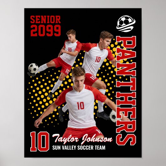Aangepaste foto-collage voor senior voetbalspeler  poster (Voorkant)