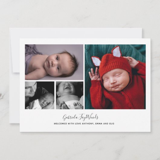 Aangepaste foto collage welkomstscript overlay bab aankondiging (Achterkant)