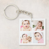 Aangepaste foto Collage White 4 Afbeeldingen Sleutelhanger