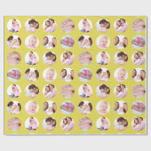 Aangepaste foto Collage Yellow Polka Dot Cadeaupapier (Vlak)