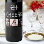 Aangepaste foto-collage zwarte kasten op feestdag wijn etiket