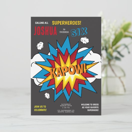 Aangepaste foto Comic Book KAPOW Pop Art Verjaarda Kaart (Staand voorkant)